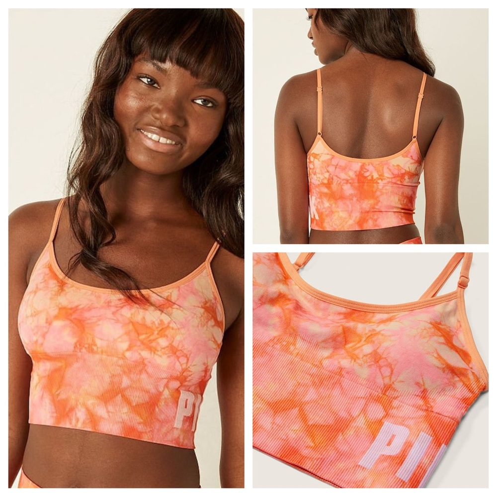 Vs Victorias Secret Pink Seamless Lightly Lined Low Impact Sports Crop Bra Top M